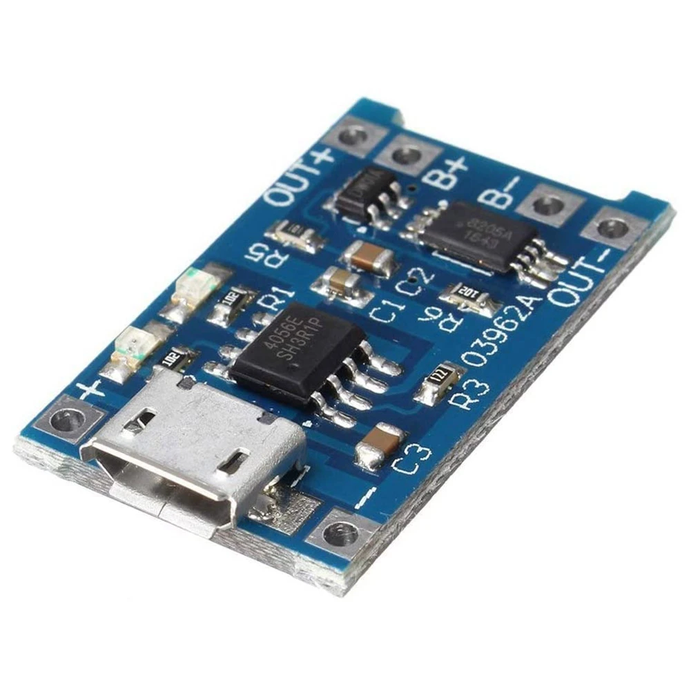 บอร์ดชาร์จแบตเตอรี่ลิเธียม5V 1A TP4056 10ชิ้นแผงชาร์จแบตเตอรี่ลิเธียมโมดูลชาร์จไมโคร USB ปกป้อง