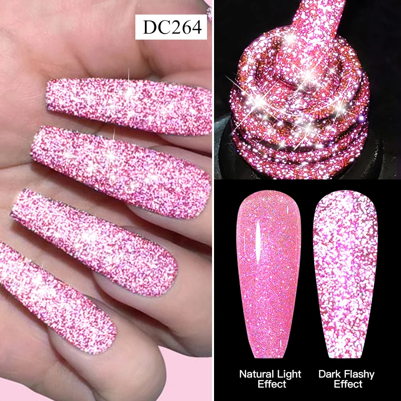 Mtssii 7ml Reflective Glitter Gel Nail Polish Semi Permanent Shiny Sequins UV LED Varnish Art Semi Permanent Gel For Manicure