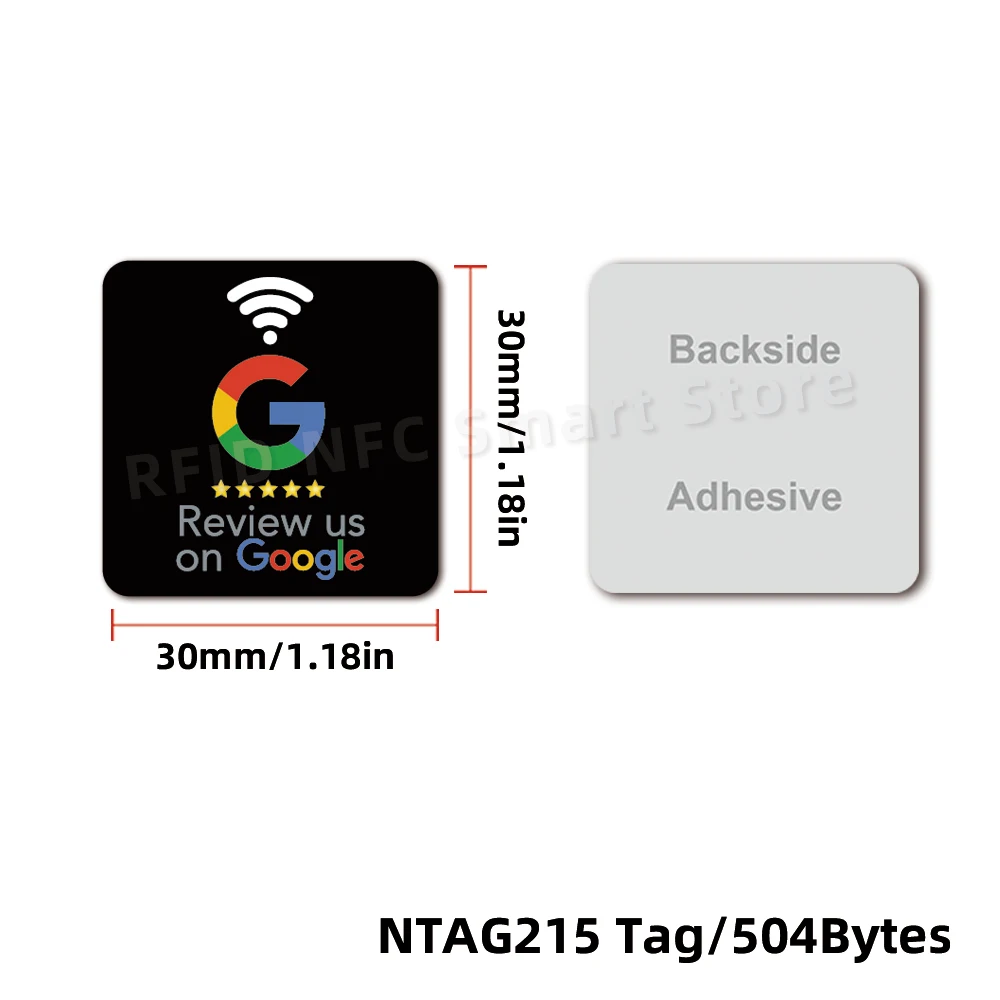 Etiquetas NFC 30mm Adesivos de Revisão de Google à prova d'água 504Bytes NFC215 Chip NFC Tap Review Sticker Revisão de nós no Google Sticker