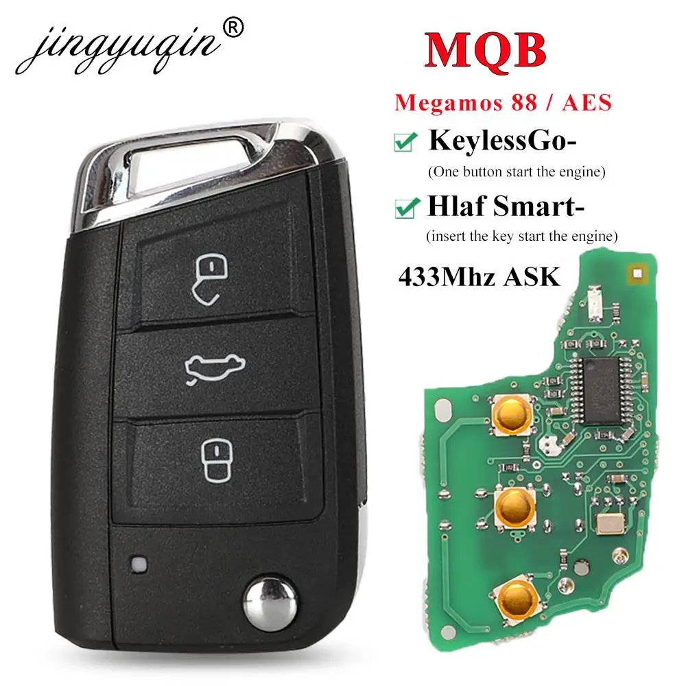 Kluczyk zdalnego sterowania 434MHz Megamos AES MQB do VW Seat Leon Ateca Golf7 MK7 Touran Polo Tiguan Skoda Octavia 5G 6959752 AB BB 6V 0959752