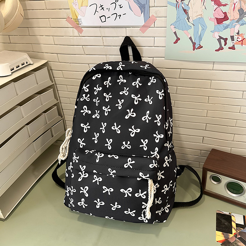 Waterproof Nylon Backpack for Women Simple Solid Color Bookbag Travel Backpack for Student Girls