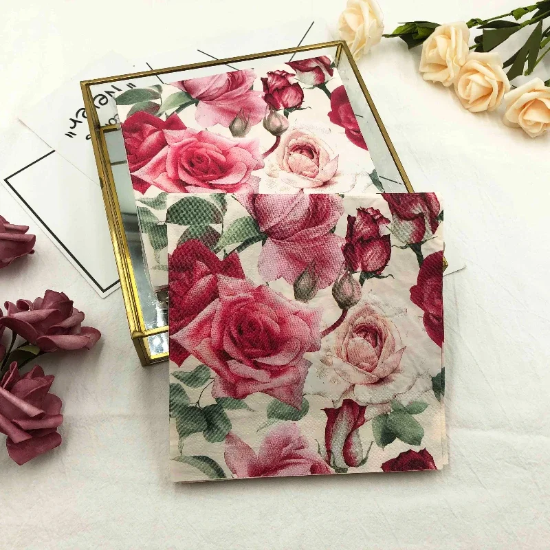 20 unids/pack 33*33cm 2 capas Rosa nuevo colorido impreso servilleta boda Hotel cuadrado servilleta de papel Mantel Individual mariposa hueso Bart papel