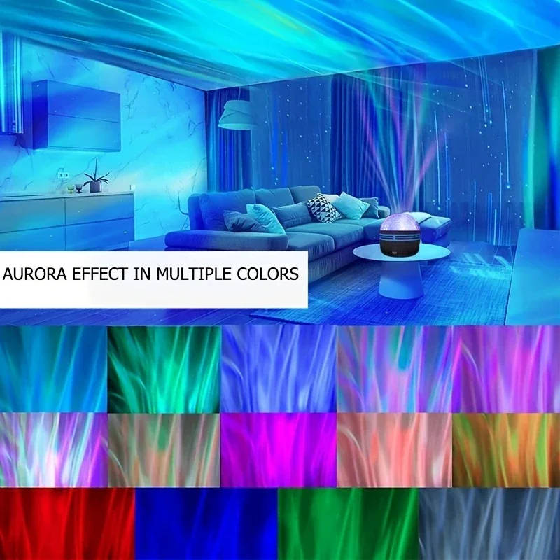 Proyector LED de cielo estrellado RGB, lámpara de proyección de ambiente, Navidad, Halloween, Control remoto, 7 colores, rotación automática para el hogar