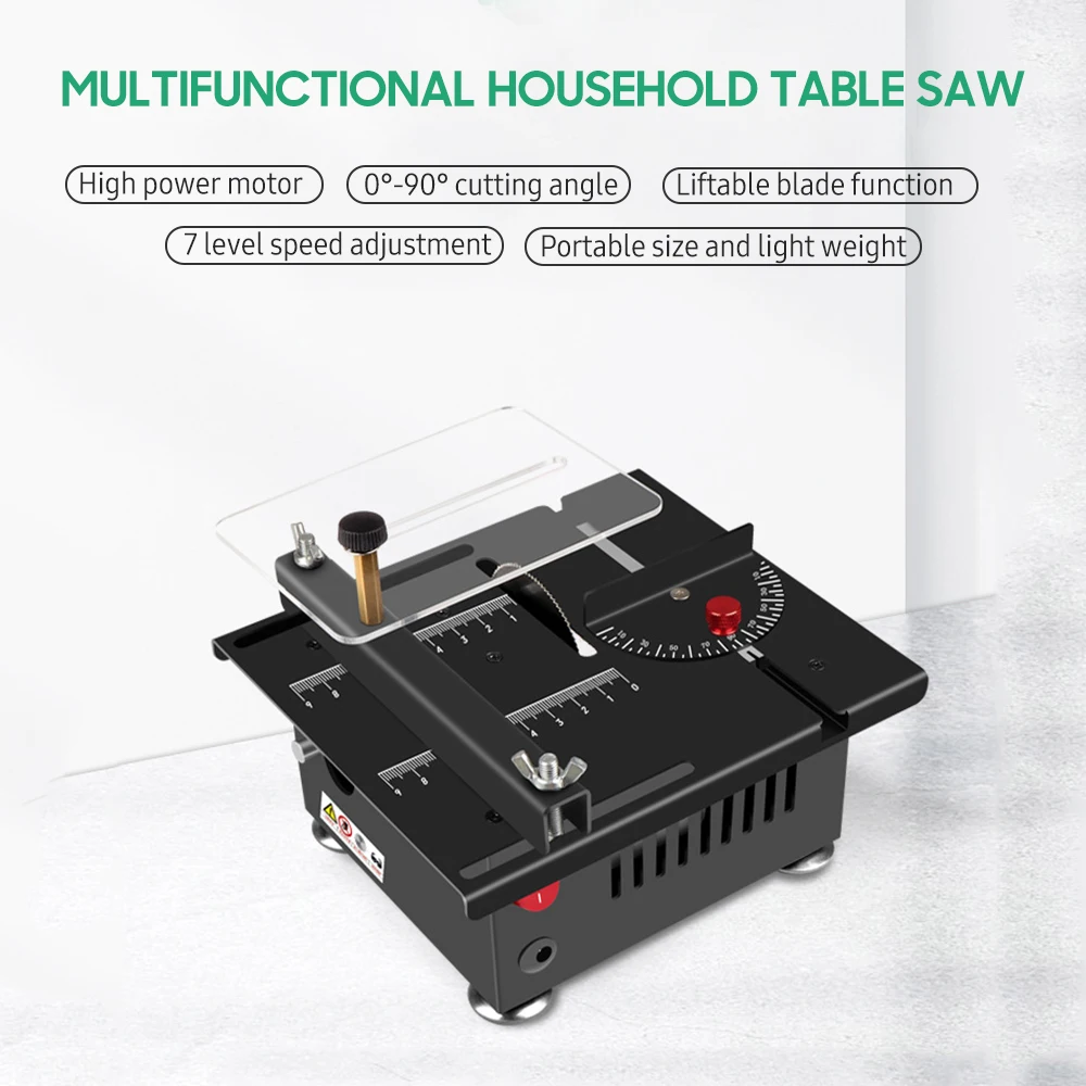 100W Mini Table Saw 5000RPM Small Woodworking Electric Bench Saw Handmade DIY Hobby Model Crafts Cutting Machine 16mm Blade Tool