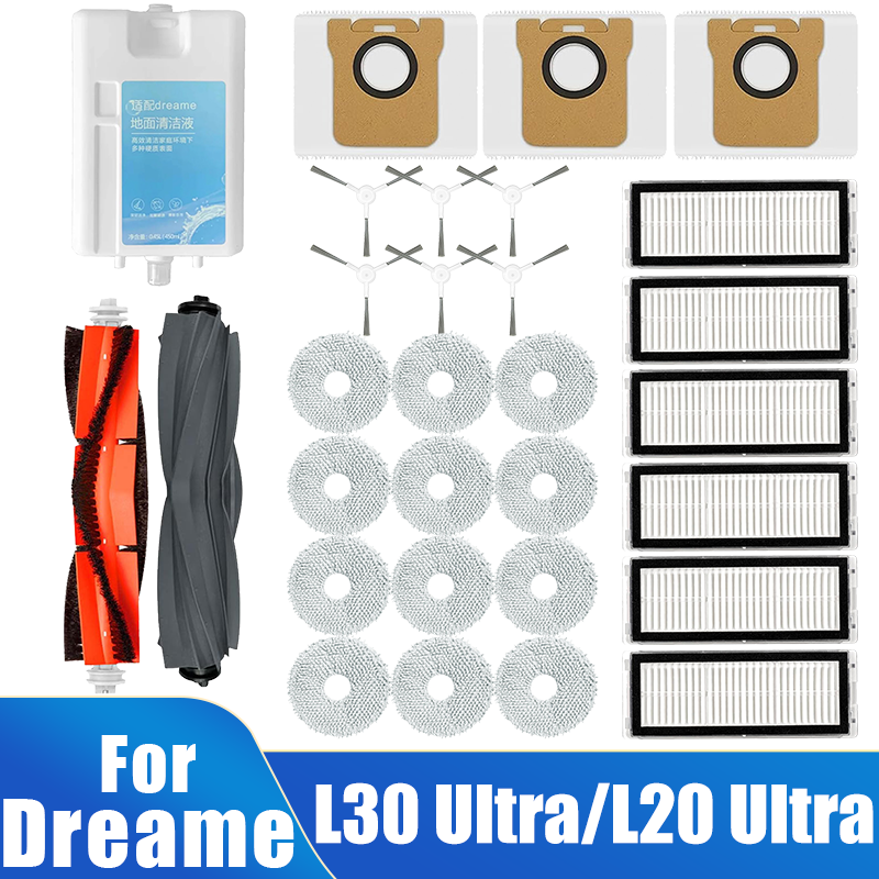 Para Dreame Bot L30 Ultra L20 Ultra Robot repuestos de aspiradora, Cepillo Lateral principal filtro Hepa paño de mopa bolsa de polvo Accesorios