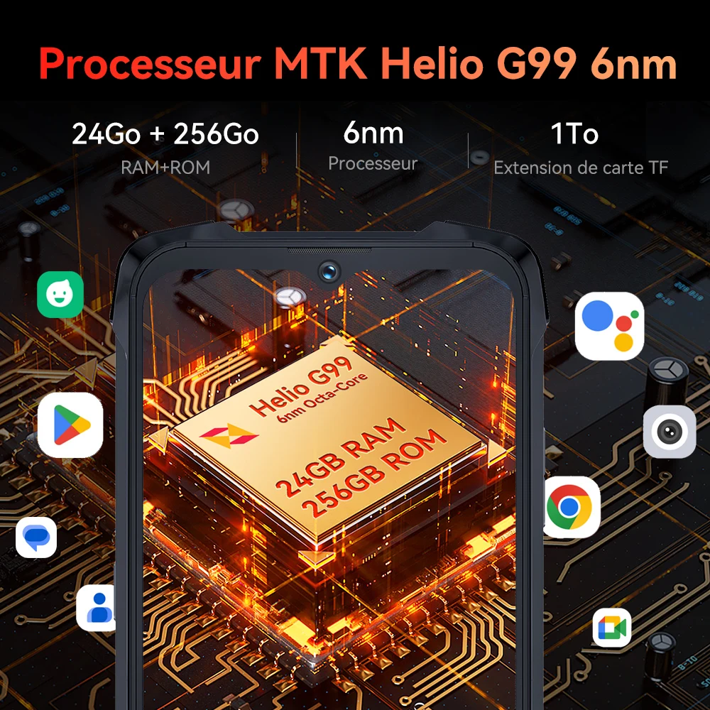 Cubot KingKong 9, Helio G99, Octa-Core, 10600mAh, écran FHD+ 120 Hz 6,583", 24 Go de RAM (12 Go + 12 Go étendus), 256Go de ROM, IP68/IP69K rugged smartphone android 13, appareil photo 100MP, NFC, 4G telephone portable