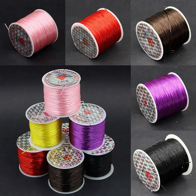 Cable de cuentas de cristal elástico fuerte de 393 pulgadas/rollo de 1mm para pulseras, hilo elástico, collar, joyería DIY, línea de cordones