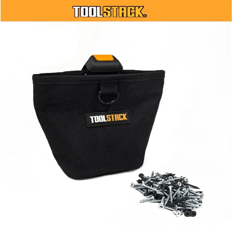 TOOLSTACK-bolsa multifuncional para uñas, riñonera de alta capacidad para colgar rápido, clavos y tornillos, bolsa de almacenamiento de herramientas duradera e impermeable