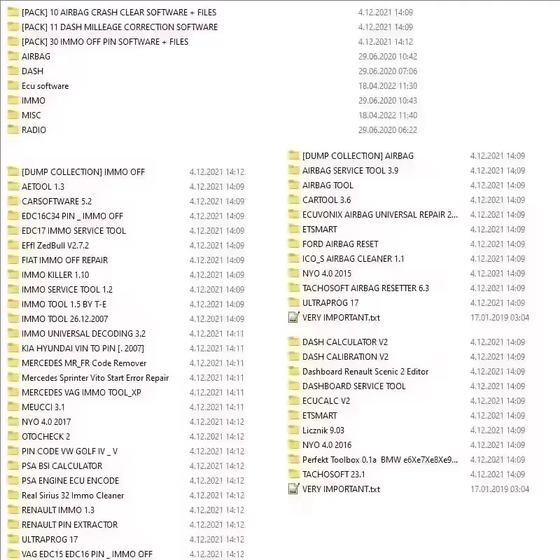 PAKET IMMO OFF FILE Immo Airbag DASH MILLEAGE CORRECTION + AIRBAG CRASH CLEAR + IMMO OFF + DASH + SIMMO SOFTWARES / TOTAL 32 GB