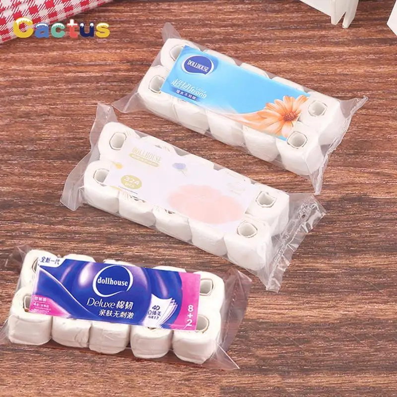 Rollo de toalla de papel higiénico en miniatura para casa de muñecas, modelo de rollo de papel de tejido, juguete de decoración del hogar, accesorios de juguetes, 1:12