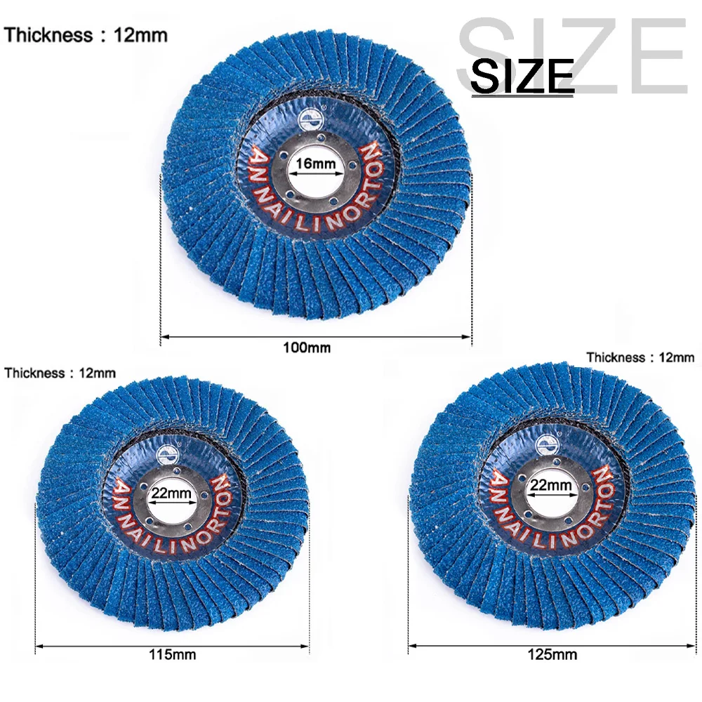 100/115/125mm disco de aba de polimento moedor de ângulo roda de lixa para carpintaria afiar metal rebarbação remoção de ferrugem 1-2 peças