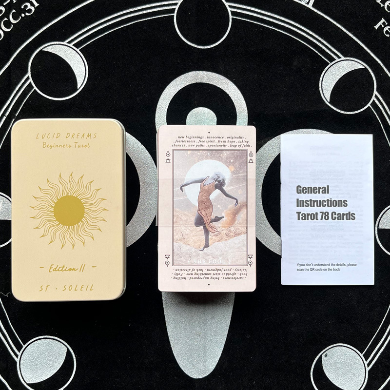 金メッキエッジのタロットカード,占いデッキ,美しいパッケージ,冒険の時間,ブリキの金属箱に78枚