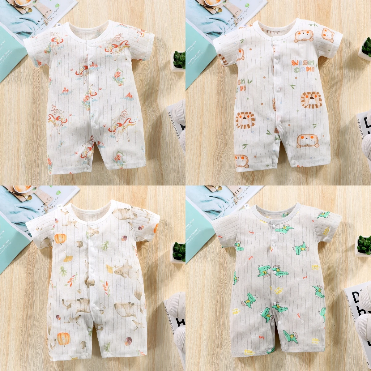 Nueva ropa para bebé recién nacido, mono de manga corta para bebé de 0 a 2 años, pelele para niños y niñas, ropa envolvente para niños