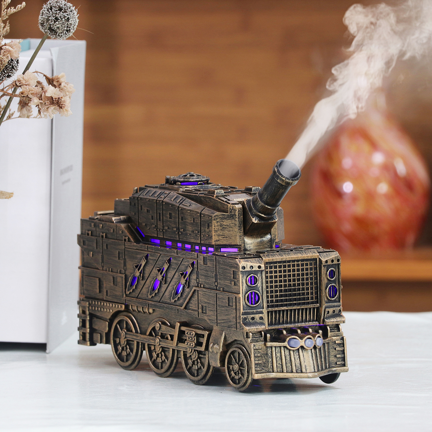 Train Cannon Ultrasonic Air Humidifier Jellyfish Spray Essential Oils Aroma Diffuser Ship with Colourful Lights Remote Control