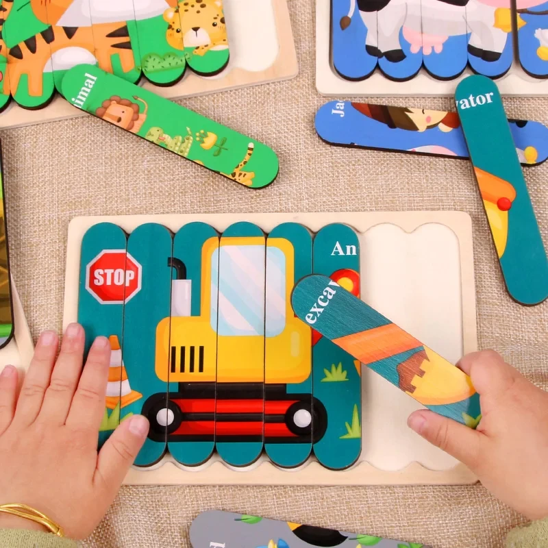 Động Vật Đồ Chơi Xếp Hình Bằng Gỗ 3D 2 Mặt Ghép Hình Cho Bé Truyện Ghép Montessori Đồ Chơi Giáo Dục Cho Bé 2 3 4 5 Năm