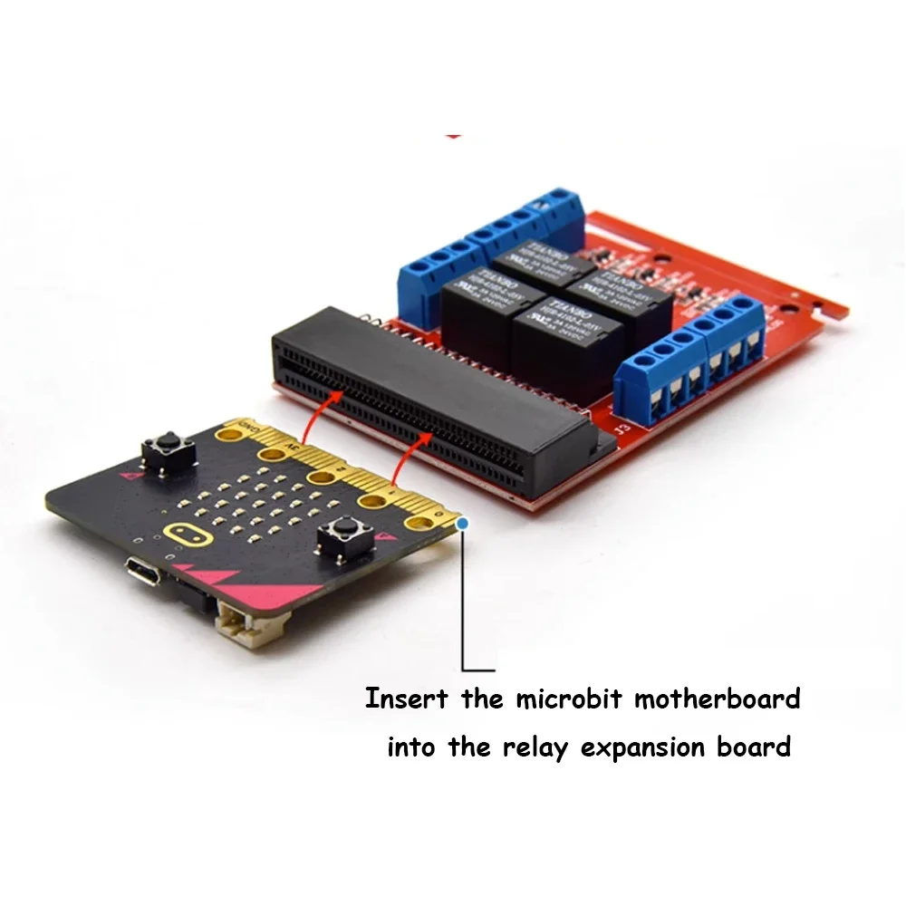 DIY Programming Educational Kids Micro:bit 4 Channel Relay Module Shield 5V High Trigger Class Teaching Microbit Expansion Board