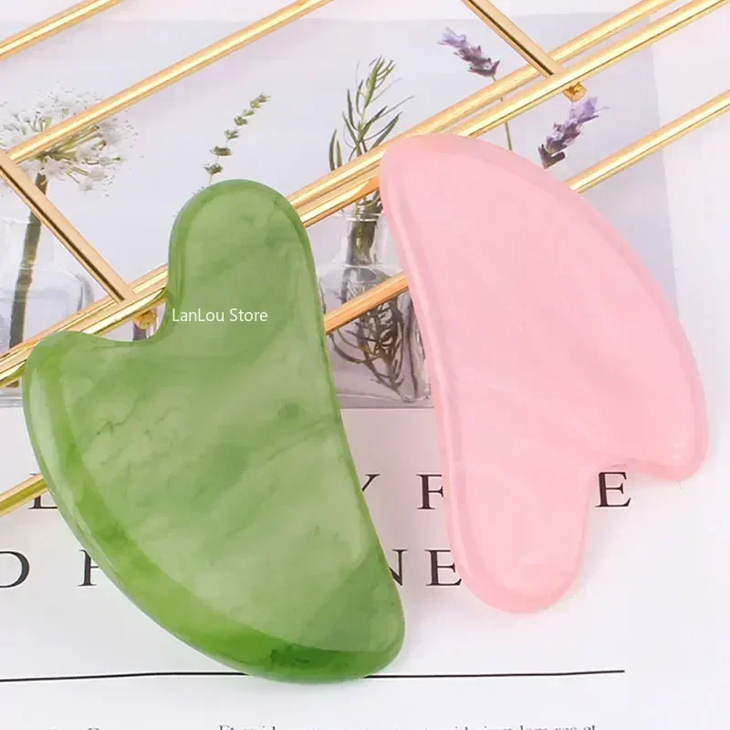 Masajeadores faciales de resina Natural Jade Gua Sha, raspador Gouache, tablero Guasha, herramientas de belleza Facial, acupuntura de acupuntura