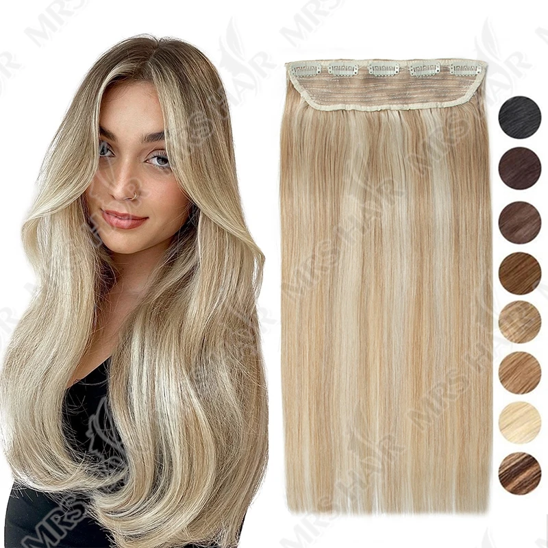 Einteilige Clip-in-Haarverlängerungen, Echthaar, echte natürliche Haarverlängerungen, glattes Clip-On-Haar, fügen Sie Volumen hinzu, Haarteile 14"-22"