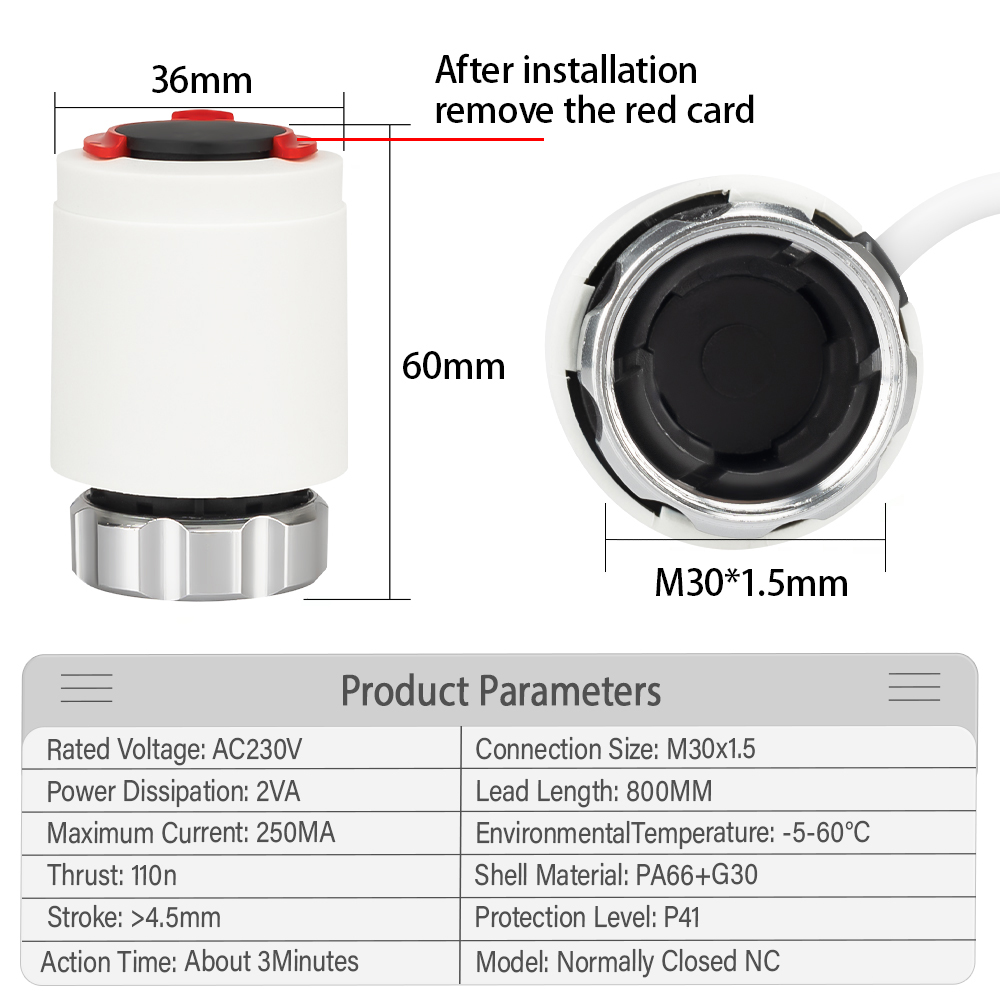 1/5/10 Pcs AC 230V ปกติปิด NC M30 * 1.5 มม.ไฟฟ้าตัวกระตุ้นความร้อนสําหรับ Underfloor เครื่องทําความร้อน TRV วาล์วหม้อน้ํา Thermostatic