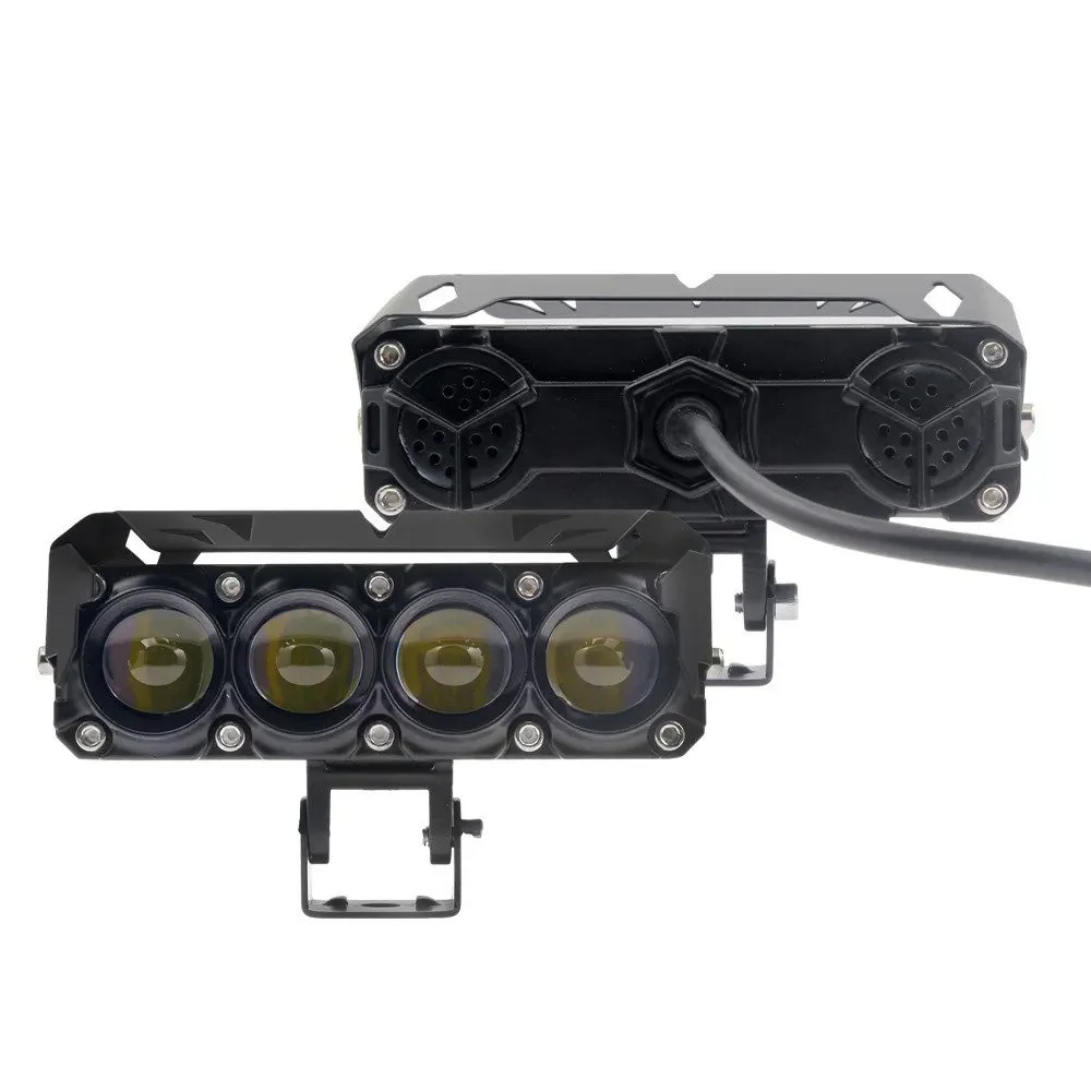 Motorcycle LED Spotlights Super Bright Headlights Three-eye Lens Fisheye Two-color Lights Retrofit Waterproof Shock-proof