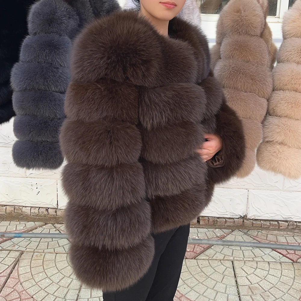 QUEENTINA 50 cm Echter Fuchspelzmantel Damen Neue Mode Winter Pelzigen 2025 Leder Und Haut Weiße Kleidung Natürliche Neue & Jacken