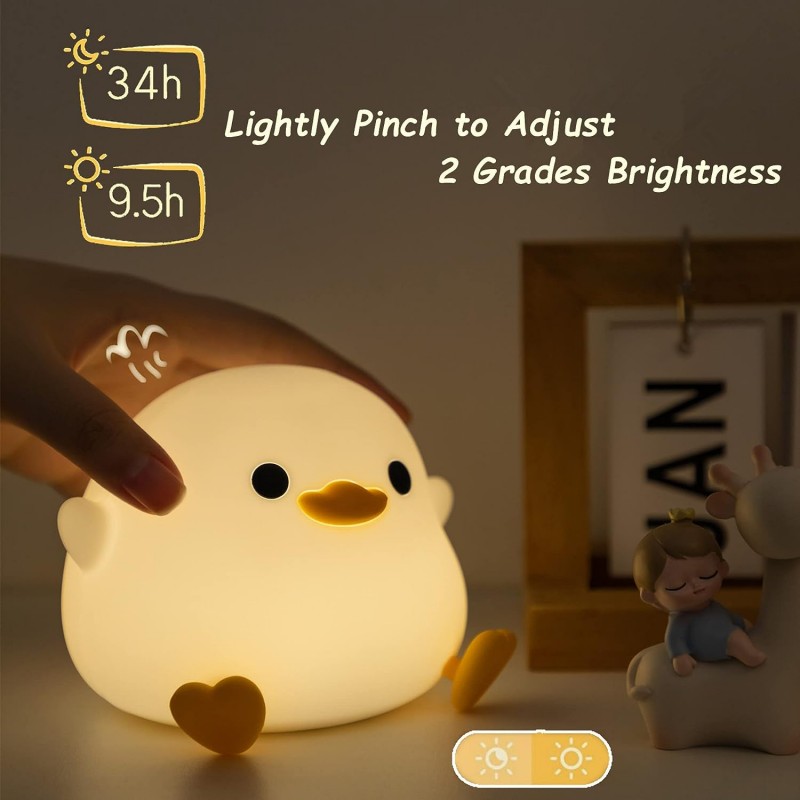 Lámpara Led de silicona de pato de frijol de dibujos animados, Linda luz nocturna para guardería, lámpara de mesa recargable para dormitorio, mesita de noche