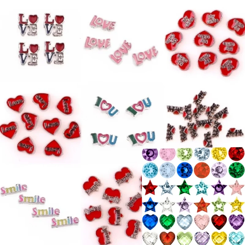 40 Buah/Lot Liontin Kata-kata Cinta Keluarga Pesona Mengambang Huruf I Love You Enamel untuk Perhiasan Diy Liontin Memori Hidup