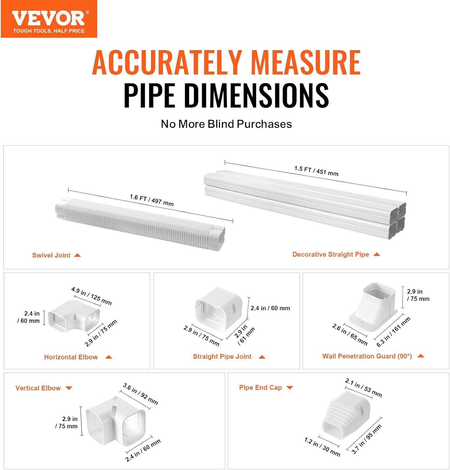 Mini Split Line Set Cover 3-inch W 10Ft L, PVC Decorative Pipe Line Cover for Air Conditioner with 5 Straight Ducts