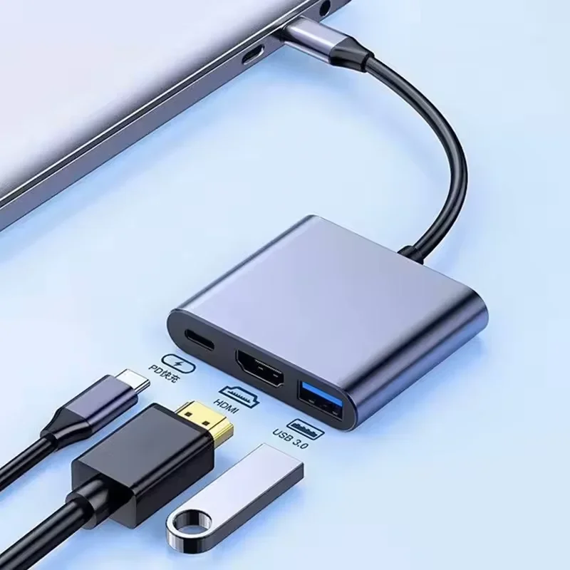 4k 1080p tipo c para hdmi/usb 3.0/tipo c 3 em 1 conversor de cabo thunderbolt 3 switch para hdmi-cabo adaptador compatível