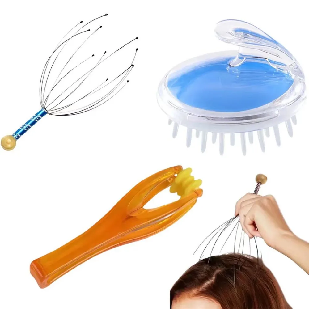 3-teiliges Kopf-und Nacken-Kopfhaut massage gerät, runde Haar bürste für Erwachsene, Bürste, Kamm farbe zufällig