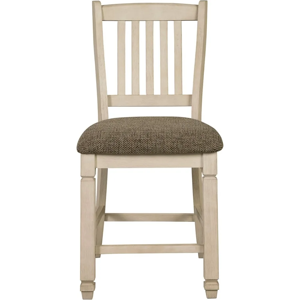 Signature Design by Ashley Bolanburg 24" Counter Height Farmhouse Barstool, 2 Count, Antique White