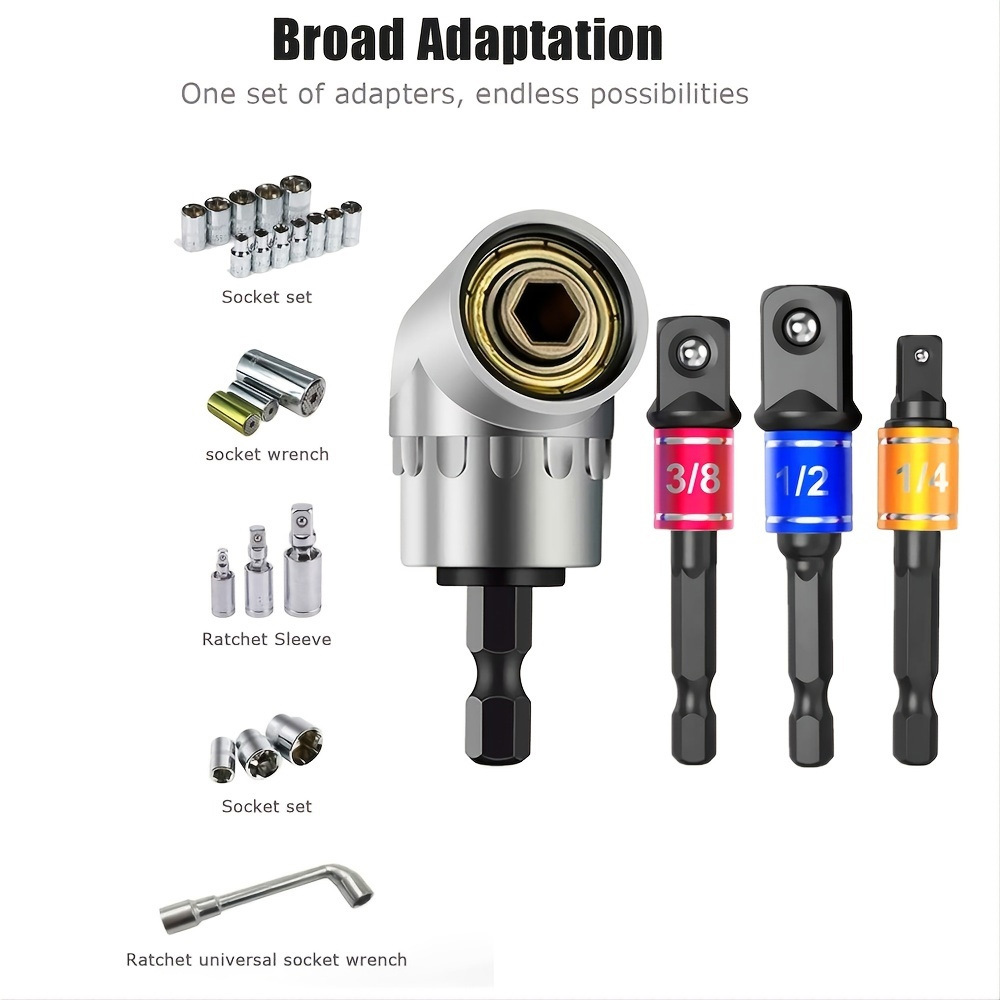 Adaptador de enchufe de ángulo de 105 grados de grado de impacto, herramienta manual eléctrica, juego de extensión de controlador, soporte de destornillador, accesorio de tuerca de taladro