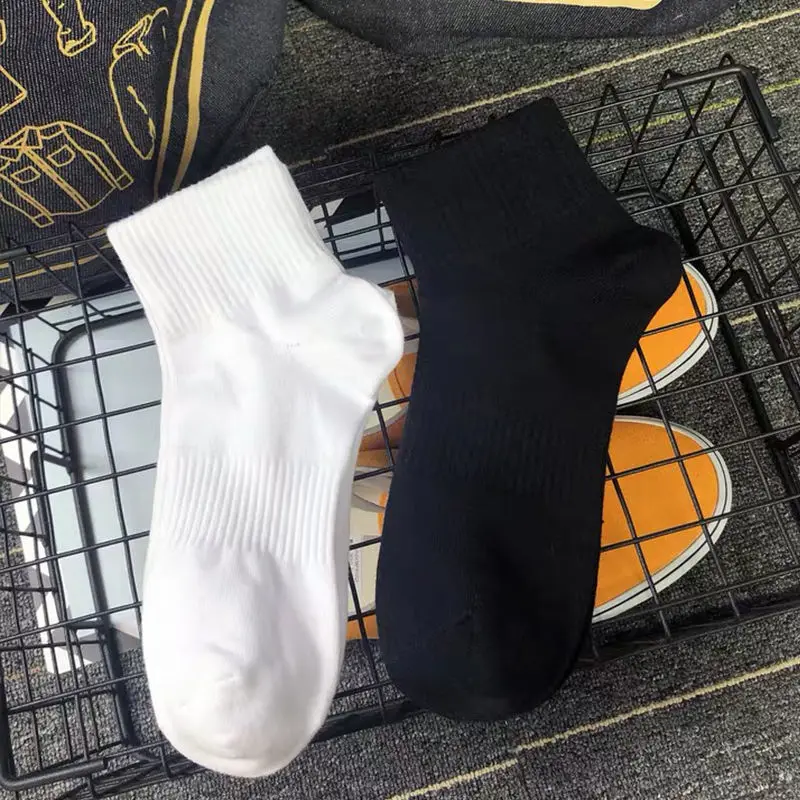 5 par/lote 100% calcetines de algodón para hombre primavera otoño negro blanco absorción calcetines de barco para mujer calcetines deportivos transpirables antiolor