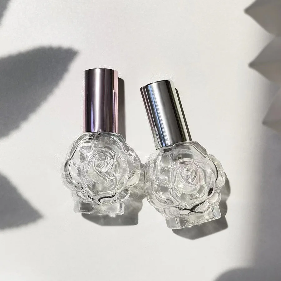 Perfume Bottle 10ML Glass Spray Mini Rose Shape Bottle Empty Cosmetic Alcohol Container Mist Atomizer Travel Simple Sprayer