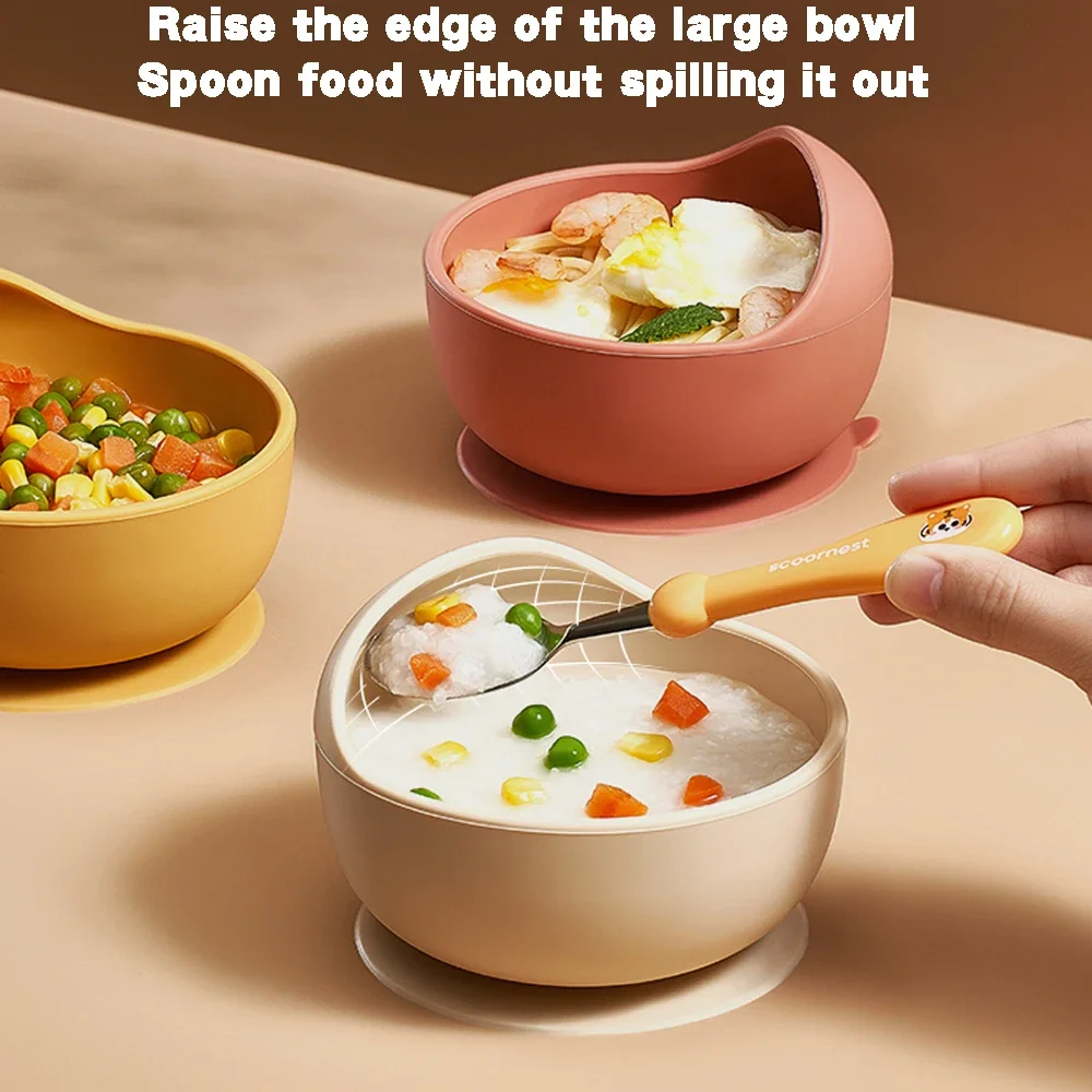 Children Silicone Suction Cup Bowl Feeding Tableware Infant Non-slip Training Learning to Eat Bowl Baby Complementary Bowl