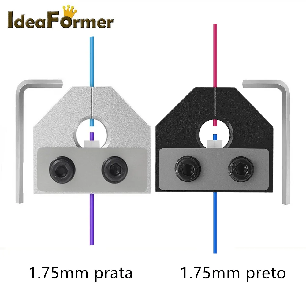 Peças de impressora 3d conector de soldador de filamento para ender 3 pro bloco de alumínio 1.75mm pla abs sensor de filamento com ferramenta chave allen