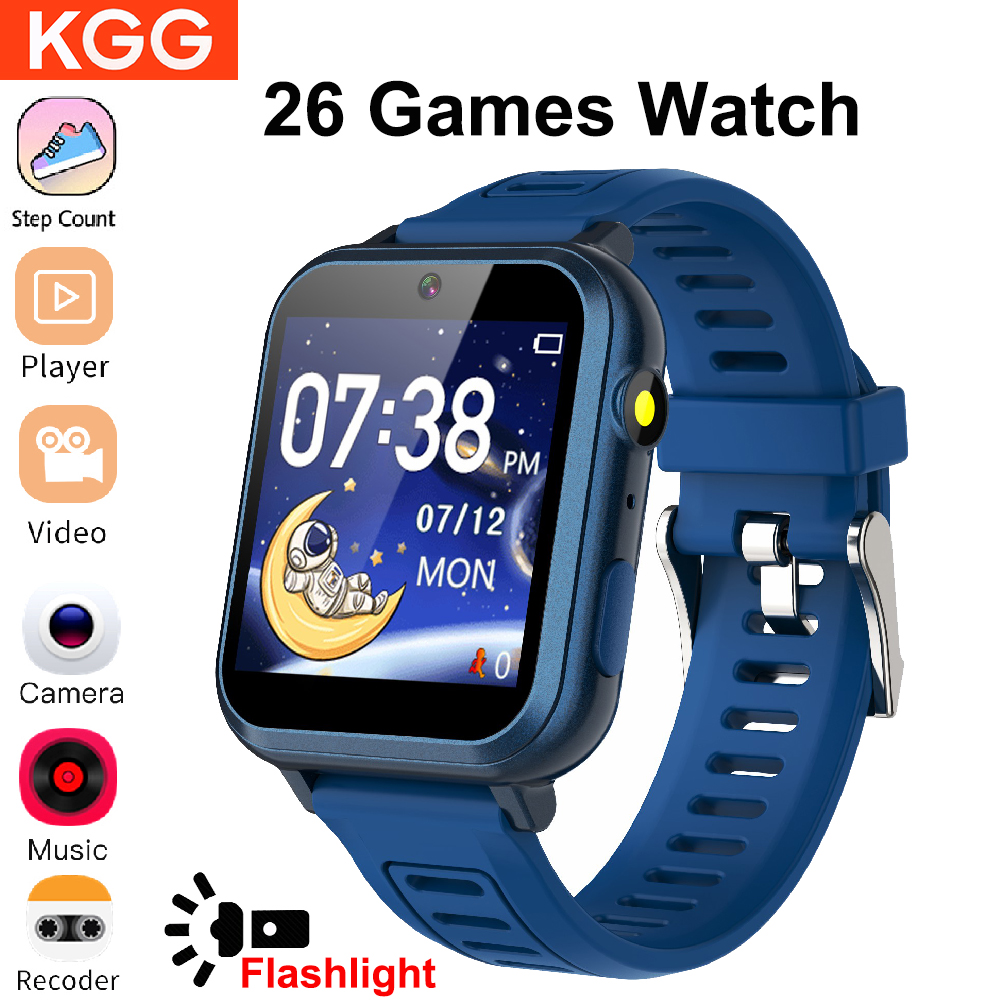 Kinderpolshorloge 24-spellen Smartwatch voor kinderen Muziek afspelen Stappenteller Tracker Tijdweergave Video Audio-opname Zaklamp Smartwatch