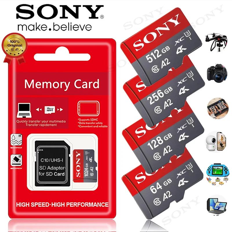 Tarjeta de memoria Sony Extreme Micro SD XC, 1TB, 512GB, tarjetas de UHS-I, USB 3,0, 4K, 256GB, 128GB, 64GB, tarjeta Micro SD Flash para cámara GoPro DJI