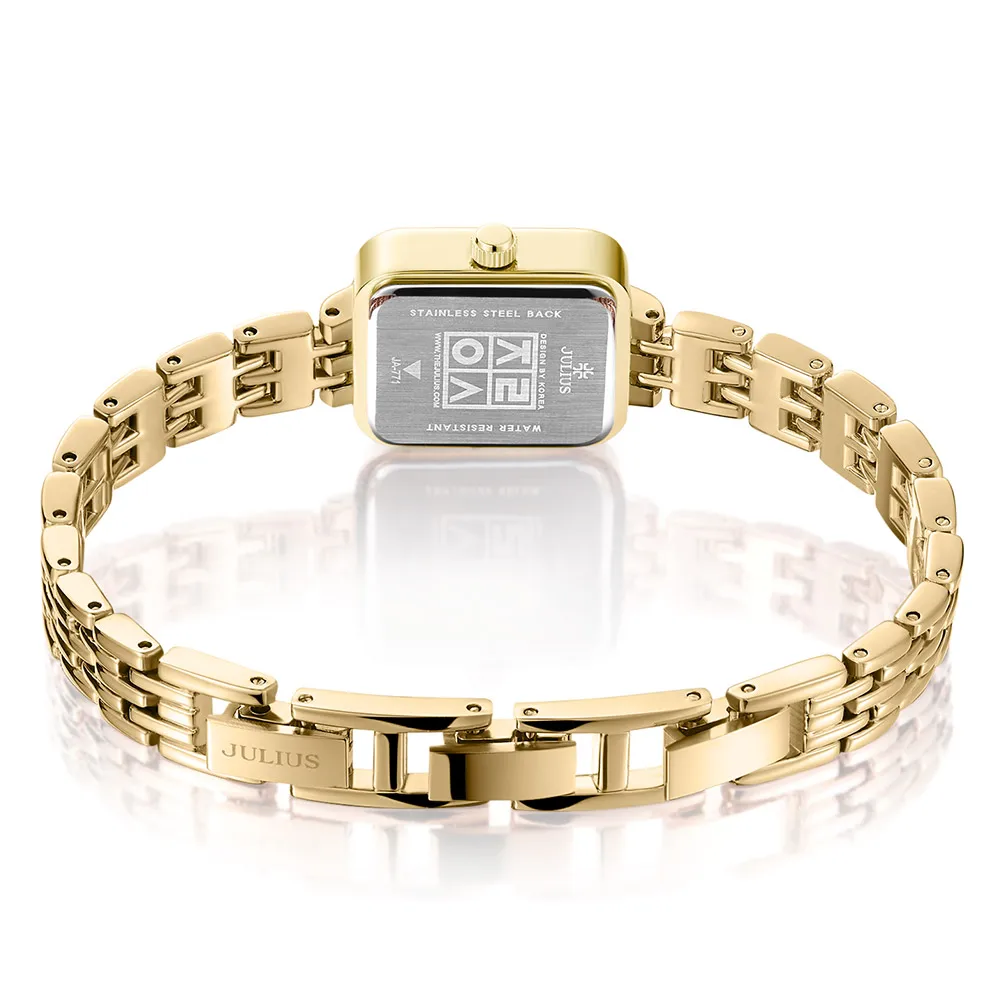 Julius-Reloj de acero inoxidable para mujer, pulsera de lujo con esfera de doble capa, a la moda, regalo, JA-771