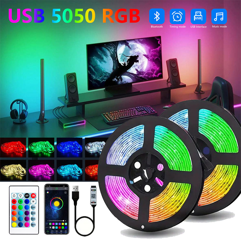10M Led Strip Lights Bluetooth Control RGB LED Lights for TV USB Led Tape for TV Backlight Room Party Decoration Party Wedding