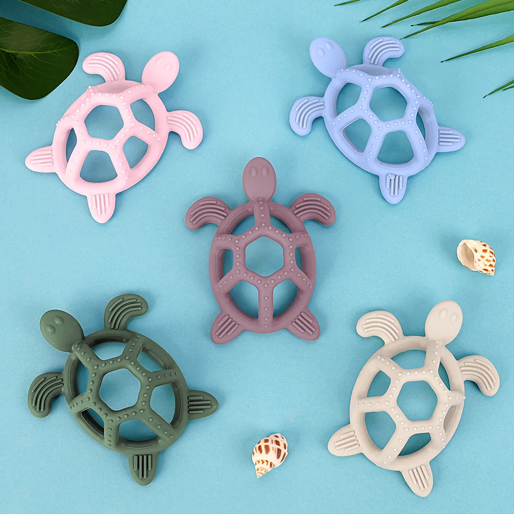 1pc Del Bambino Del Silicone Massaggiagengive Roditore Animali Del Fumetto Del Silicone di Grado Alimentare Tartaruga FAI DA TE Dentizione Giocattoli Per Denti Asta Massaggiagengive regalo