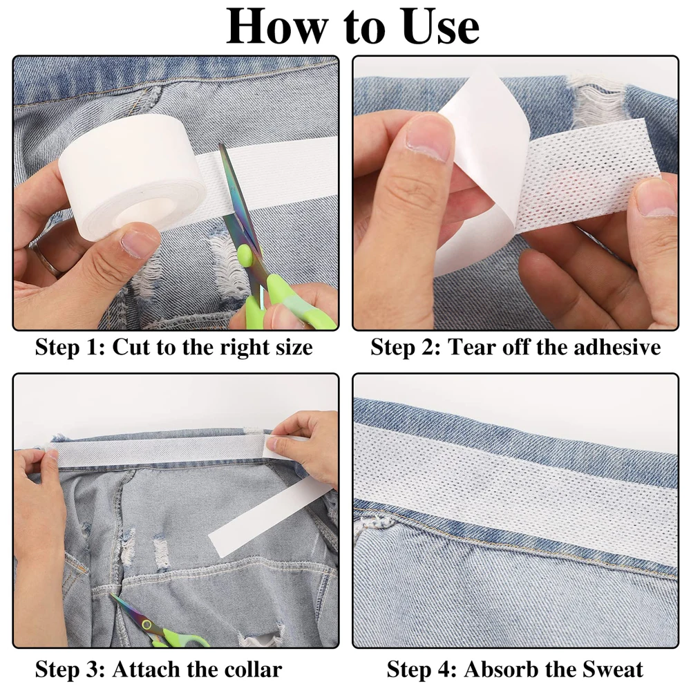Protector de cuello con almohadillas para el sudor para hombres y mujeres, Protector de cuello de camisa desechable, parches de revestimiento autoadhesivos contra manchas de sudor