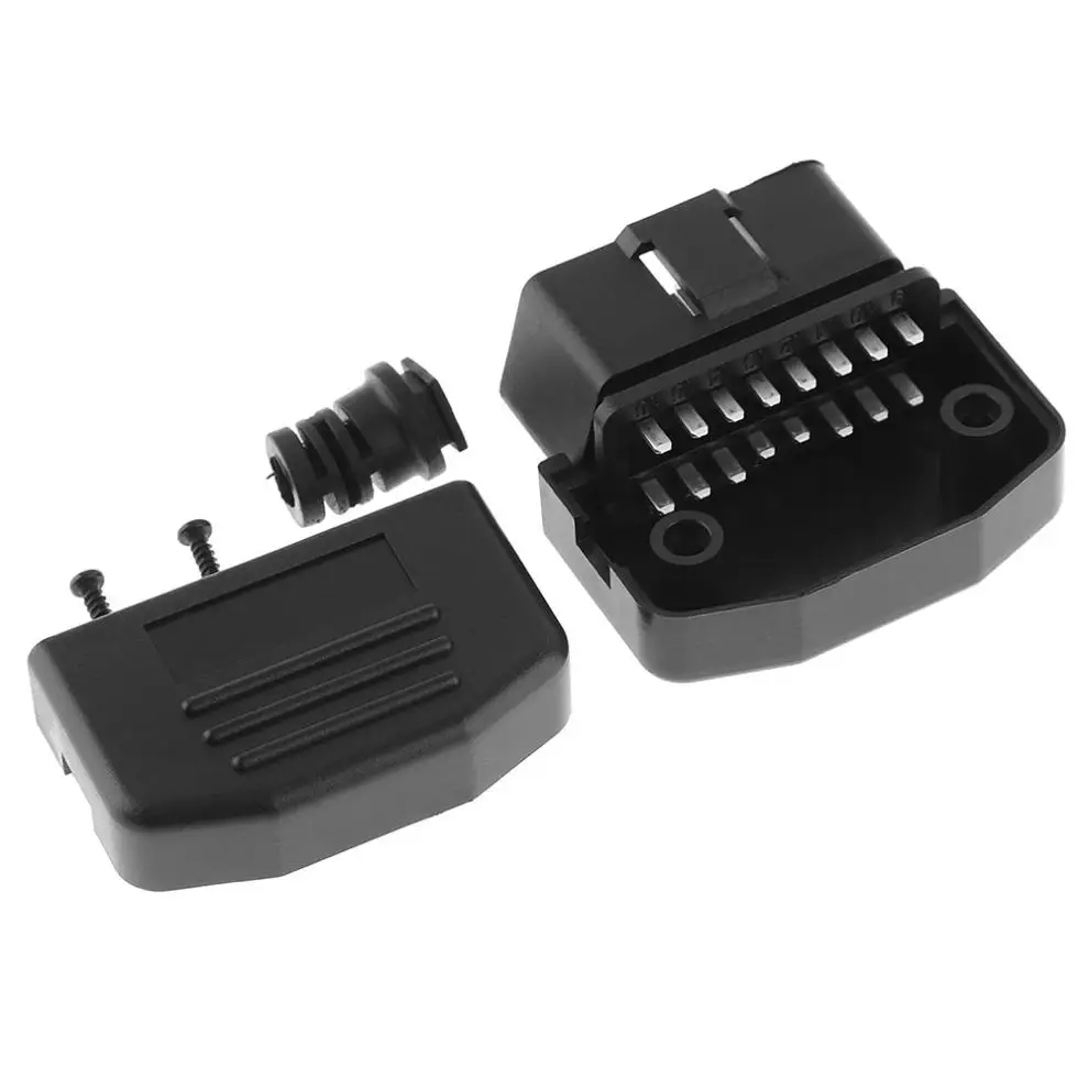 OBD II OBD2 L-тип 16-контактный разъем для автомобильного кабеля, разъемы для проводов, разъем с корпусом и винтом