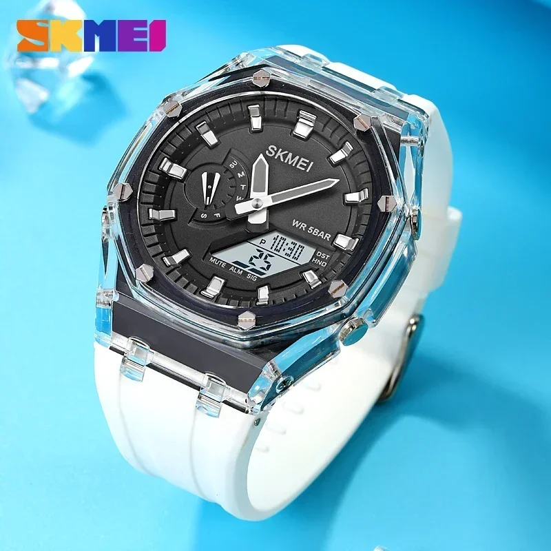 Reloj SKMEI resistente al agua para hombre, cronómetro de cuenta atrás, luz Led, reloj de pulsera con movimiento electrónico, reloj despertador de 5 horas, relojes digitales 2100