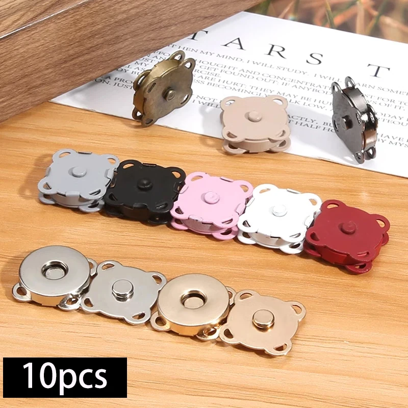 10 conjuntos de botões de pressão magnéticos de metal flor de ameixa costurar em fechos de botão fixadores para bolsas bolsa roupas acessórios diy
