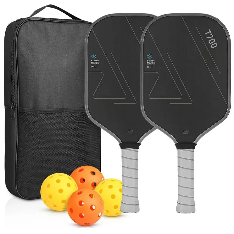 Pickleball Paddle T700 คาร์บอนไฟเบอร์ Frosted พื้นผิว 16 มม.Enhanced Sweet Spot & Control & Power Anti-SLIP Grip USAPA Compliant