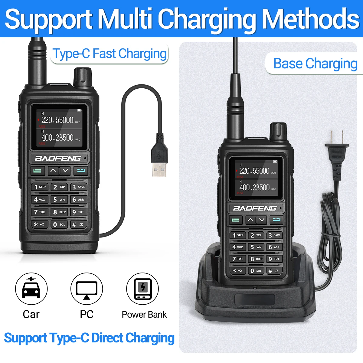 Baofeng UV-17 Pro V2 Walkie Talkie Tri Band Wireless Copy Frequency Long Range leistungsstarke Typ-C UV-5R UV-21 Pro Ham Two Way Radio