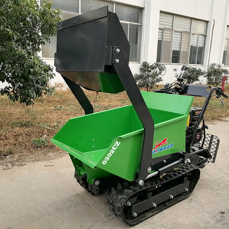 LANDWARD Factory Customized High-quality self-loading mini dumper 500kg gasoline engine crawler transporter dumpers