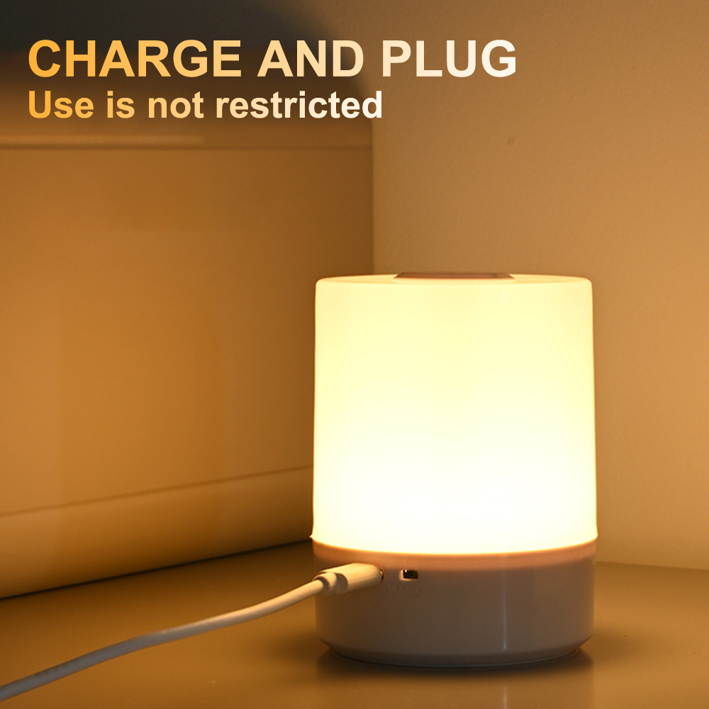 Lampe de nuit tactile, 3 Modes de gradation, lampe de chevet pour chambre à coucher, chargeur USB, veilleuse d'ambiance, lumière douce, lampe de Table, cadeau pour enfants