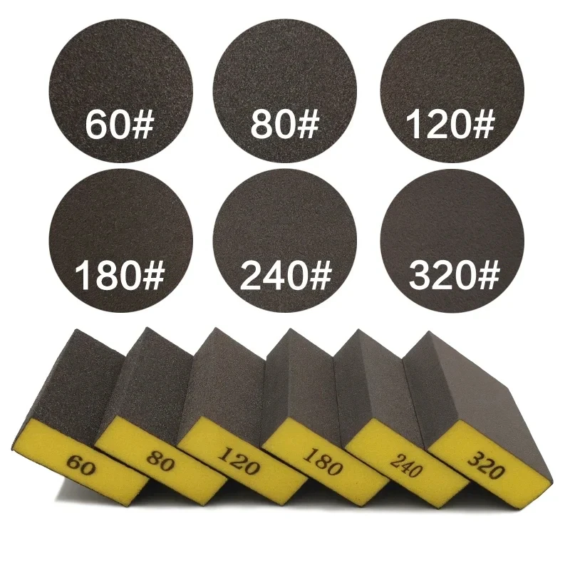 6PCS Sanding Sponge Set 60 80 120 180 240 320 Grit for Wood Drywall Metal Polishing